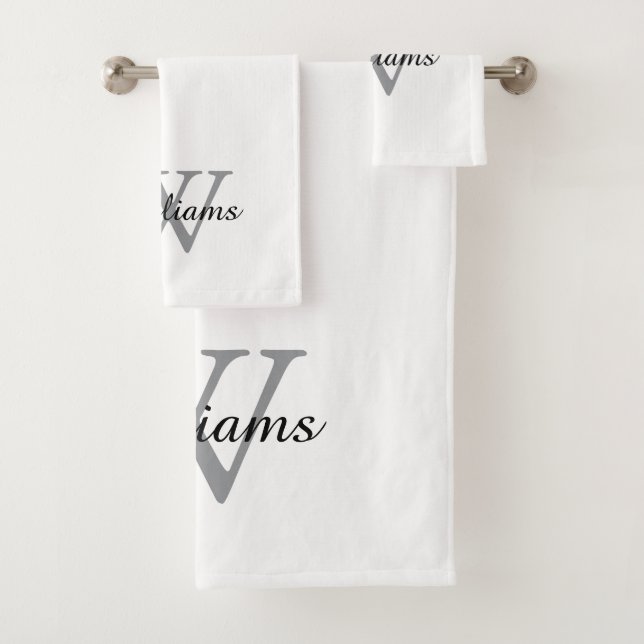 Elegant Monogram Script Name Bath Towel Set (Insitu)