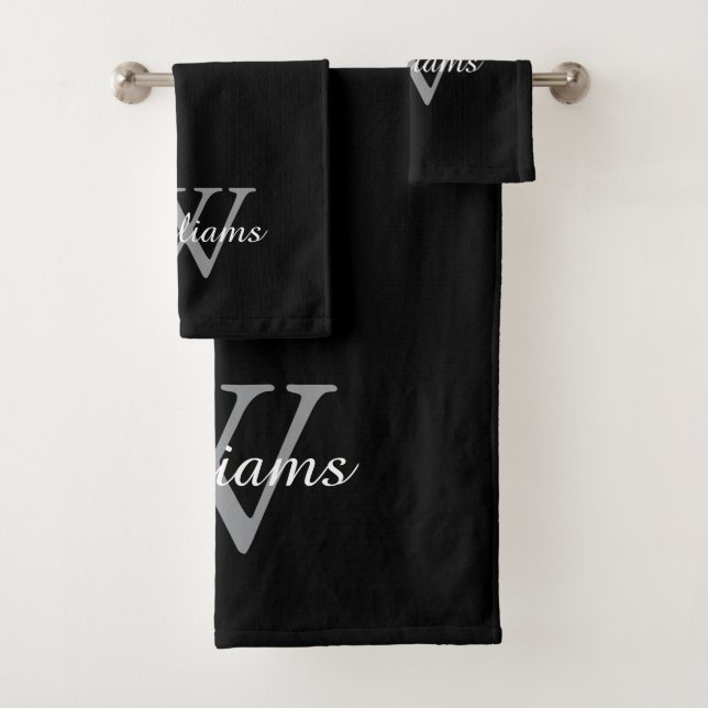 Elegant Monogram Script Name Bath Towel Set (Insitu)