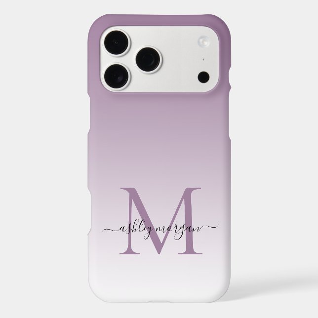 Elegant Monogram Script Name Dusty Lavender (Back)