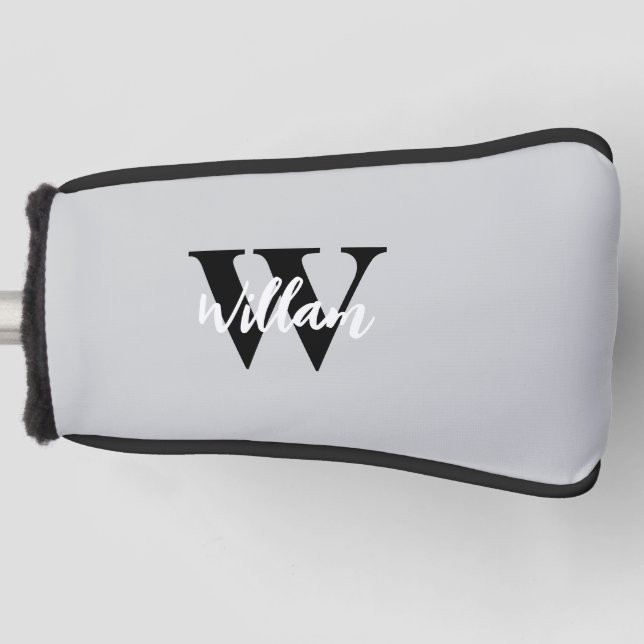 Elegant Monogram Script Name  Golf Head Cover (Front)