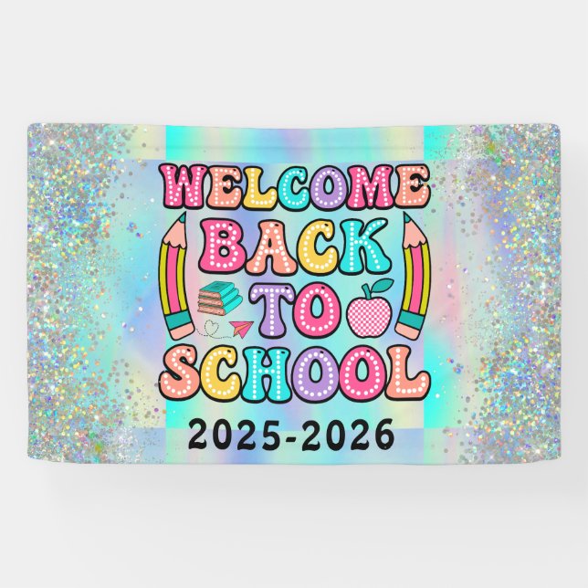 Elegant Monogram Script Office School Banner (Horizontal)