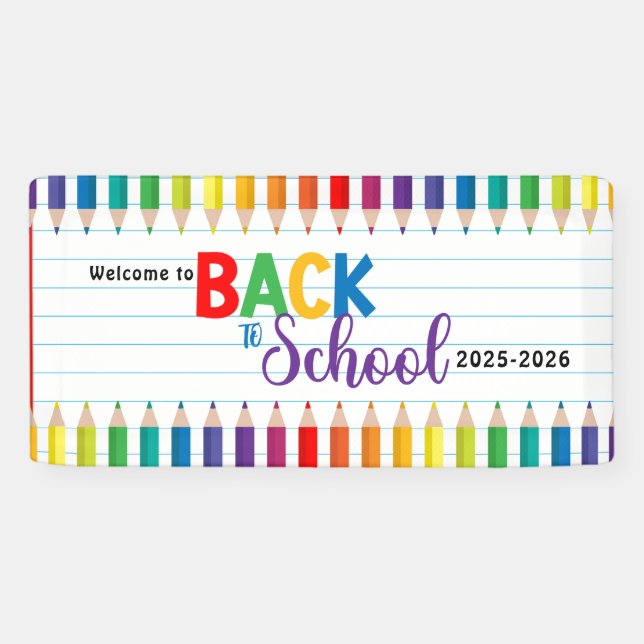 Elegant Monogram Script Office School Banner (Horizontal)