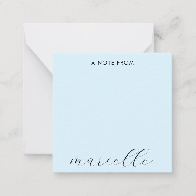 Elegant Monogram Script Pastel Blue Card (Front)