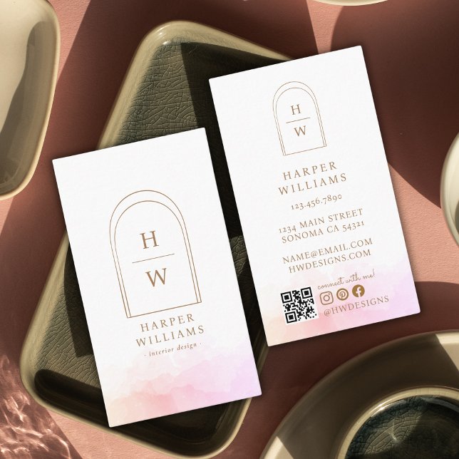 Elegant Monogram Simple Arch | Blush Pink  Business Card (Creator Uploaded)