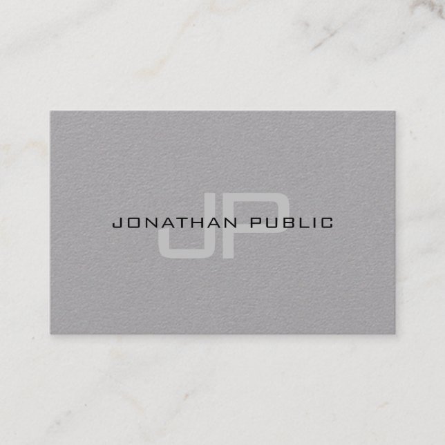 Elegant Monogram Simple Design Grey Template Business Card (Front)