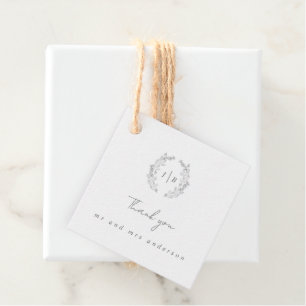 Elegant Monogram Simple Wedding Thank You  Favour Tags