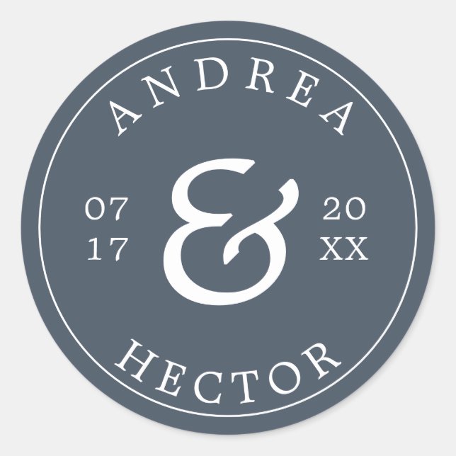 Elegant Monogram Smoky Navy Envelope Seal (Front)