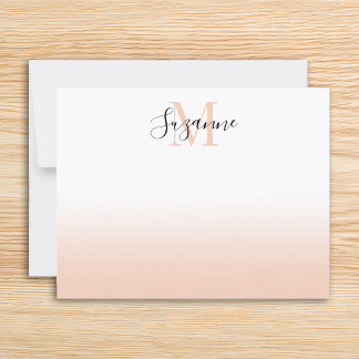 Elegant Monogram Soft Peach Ombre Card