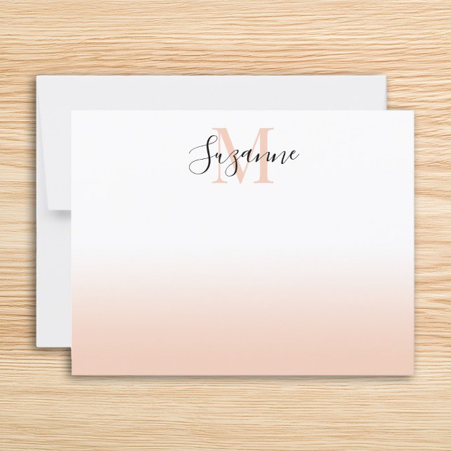 Elegant Monogram Soft Peach Ombre Card (Elegant Monogram Soft Peach Ombre Note Card)