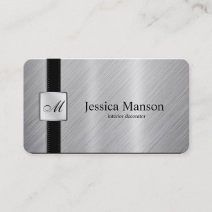 Elegant Monogram Stainless Steel Business Cards