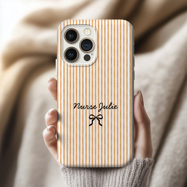 Elegant Monogram Stripes Birthday Graduation Name iPhone Case (graduation gift, birthday gift her, mothers day gift, bridesmaid proposal, school teacher gift,)