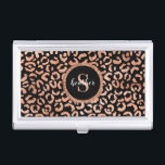 Elegant Monogram Stylish Leopard Animal Print Business Card Holder<br><div class="desc">A stylish and chic rose gold foil leopard animal print decorates this business card holder. Personalise it with your monogram initial and name. Designed for you by Blackberry Boulevard.</div>