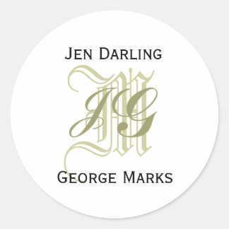 Elegant Monogram Taupe and White Wedding Seal