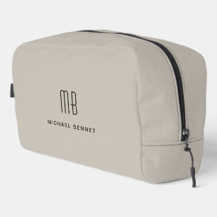 Elegant Monogram Taupe Dopp Kit