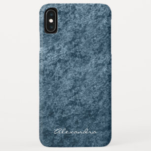 Elegant Monogram Teal Aqua Blue Velvet iPhone XS Max Case