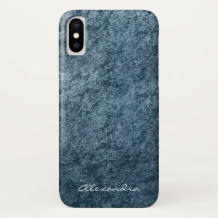 Elegant Monogram Teal Aqua Blue Velvet iPhone X Case