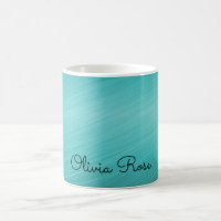 Elegant Monogram Teal Aqua Script Name