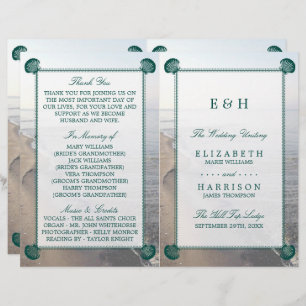Elegant Monogram & Teal Scallop Beach Wedding