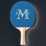 Elegant Monogram Teal White First Name Ping Pong Paddle<br><div class="desc">This beautiful and sophisticated design feature unique multi-colour lettering for the Monogram and First Name -- look closely and you will see for yourself. That is a part of what makes this almost one-of-a kind -- for yourself or as a special gift. Any design questions or special requests, just email:...</div>