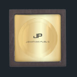 Elegant Monogram Template Personalised Gold Look Gift Box<br><div class="desc">Elegant Monogram Template Personalised Gold Look Modern Magnetic Wooden Small Gift Box.</div>