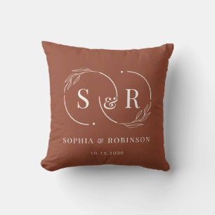 Elegant Monogram Terracotta Wedding Gift Cushion