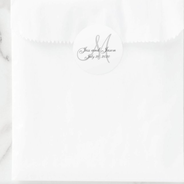 Elegant Monogram Thank You Wedding Favour Classic Round Sticker (Creator Uploaded)