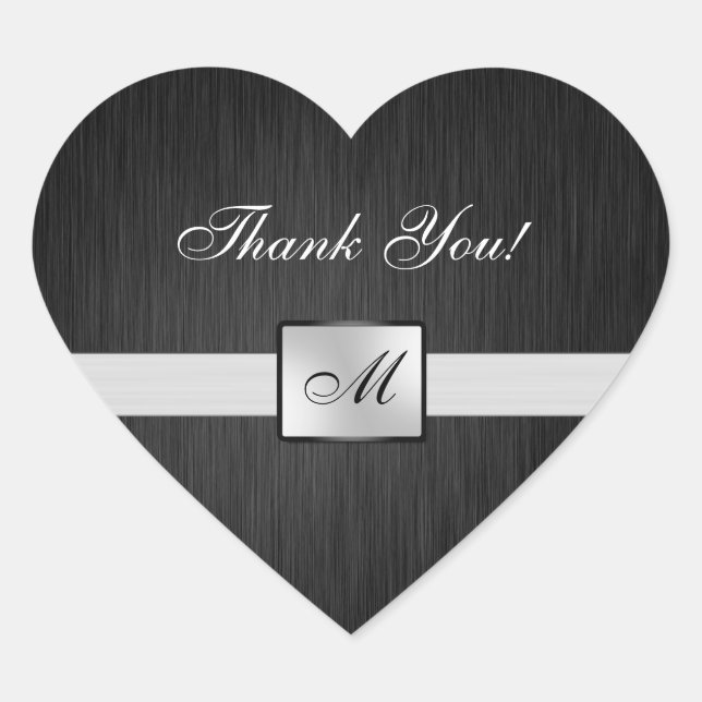 Elegant Monogram  Thank You Wedding Sticker (Front)