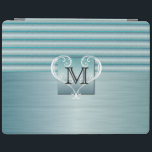 Elegant Monogram Turquoise Brush Steel iPad Cover<br><div class="desc">Electronic Cases. 100% Customisable. Ready to Fill in the box(es) or Click on the CUSTOMIZE button to add, move, delete or change any of the text or graphics. Made with high resolution vector and/or digital graphics for a professional print. NOTE: (THIS IS A PRINT. All zazzle product designs are "prints"...</div>