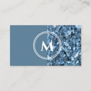 Elegant monogram two tone blue marble business card