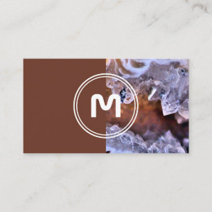 Elegant monogram two tone crystal druse surface business card