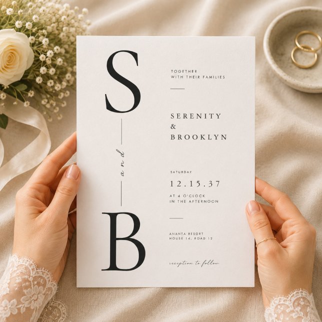 Elegant Monogram Typography Wedding Invitation (Creator Uploaded)