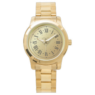 Elegant Monogram Unisex Oversize Gold Bracelet  Watch