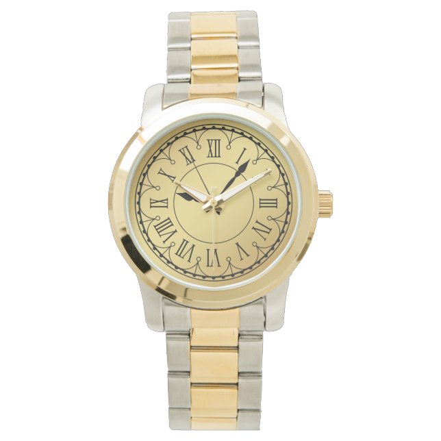 Elegant Monogram Unisex Roman Numerals Tone Tone Watch (Front)