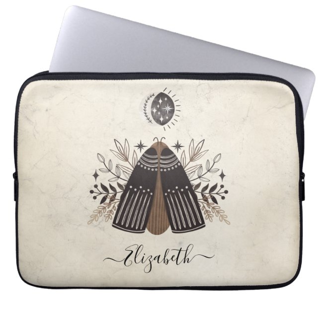 Elegant Monogram Vintage Butterfly Laptop Sleeve (Front)