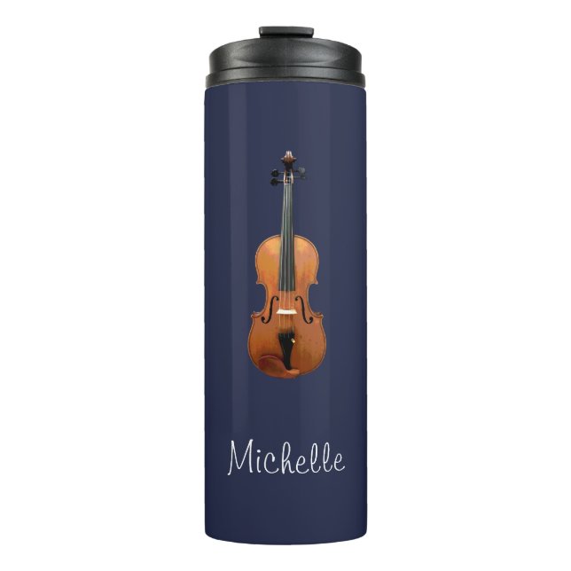 Elegant Monogram Violin Thermal Tumbler (Front)