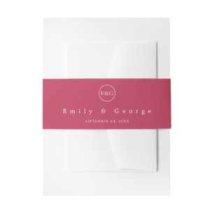 Elegant Monogram Viva Magenta Chic Wedding Invitation Belly Band