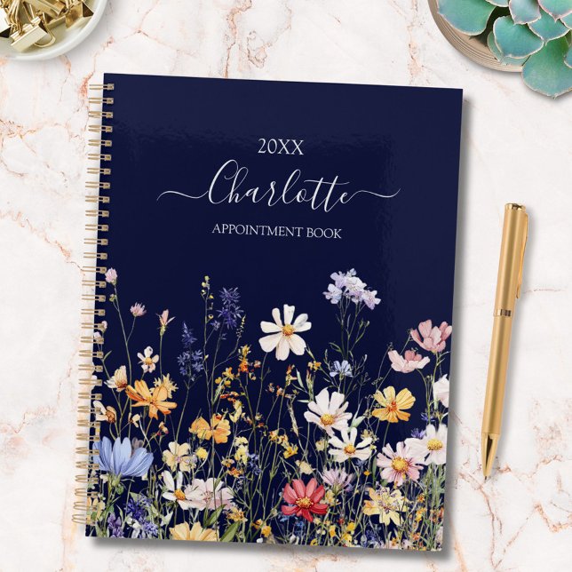 Elegant Monogram Watercolor Colourful Wildflower Planner (In situ)