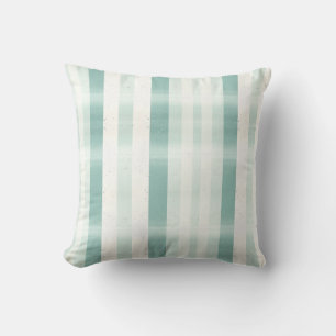 Elegant Monogram Watercolor Green Cream Stripe Cushion