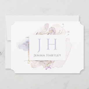 Elegant Monogram Watercolor Wildflowers  Card