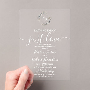 Elegant Monogram Wedding Acrylic Invitations