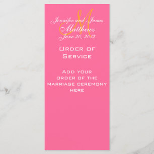 Elegant Monogram Wedding Church Programs Pink