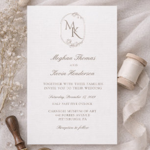 Elegant Monogram Wedding   Classic Formal Invitation
