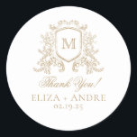 Elegant Monogram Wedding Classic Round Sticker<br><div class="desc">Custom Monogrammed Classic Black and White Round Wedding Sticker</div>