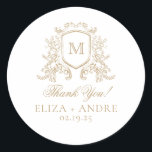 Elegant Monogram Wedding Classic Round Sticker<br><div class="desc">Custom Monogrammed Classic Black and White Round Wedding Sticker</div>