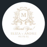 Elegant Monogram Wedding Classic Round Sticker<br><div class="desc">Custom Monogrammed Classic Black and White Round Wedding Sticker</div>