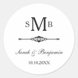 Elegant Monogram Wedding Classic Round Sticker
