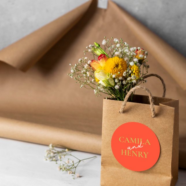 Elegant Monogram Wedding Classic Round Sticker (Creator Uploaded)