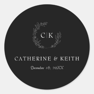 Elegant Monogram Wedding Classic Round Sticker