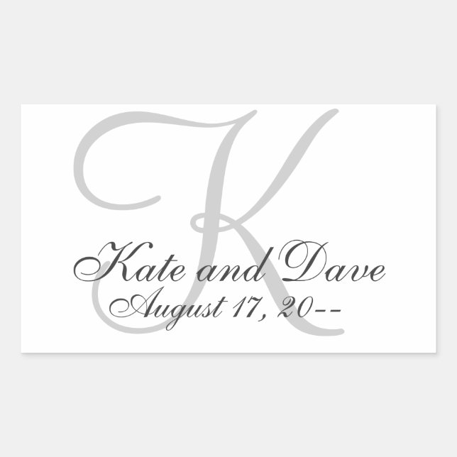 Elegant Monogram Wedding Favour Rectangular Sticker (Front)