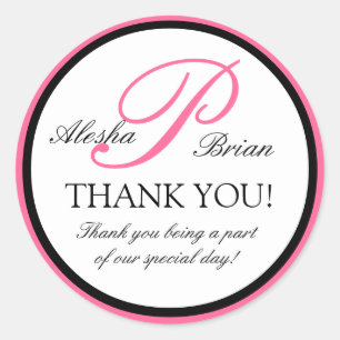 Elegant Monogram Wedding Favour Thank You Stickers